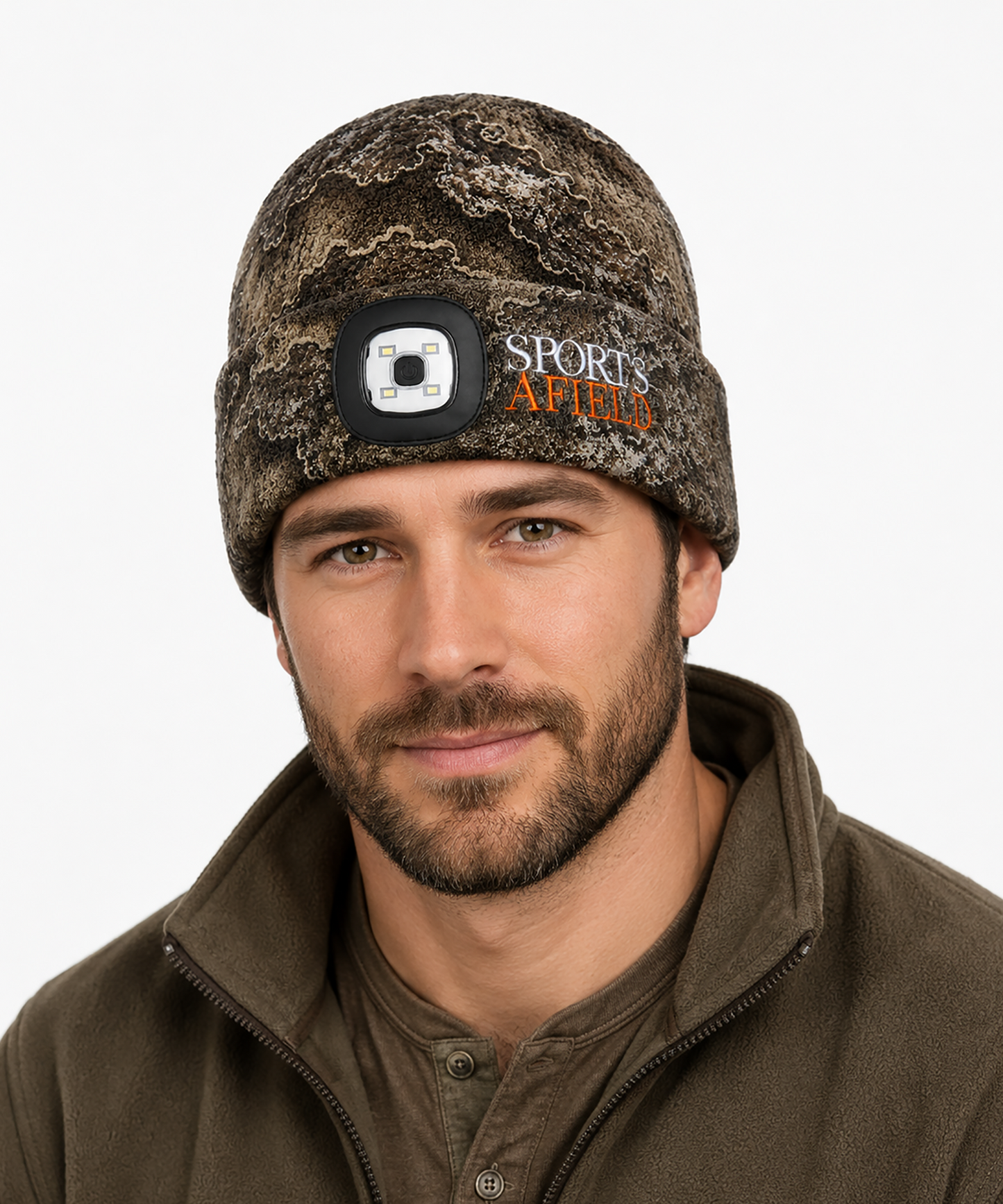 Camo Fleece Beanie with Flashlight