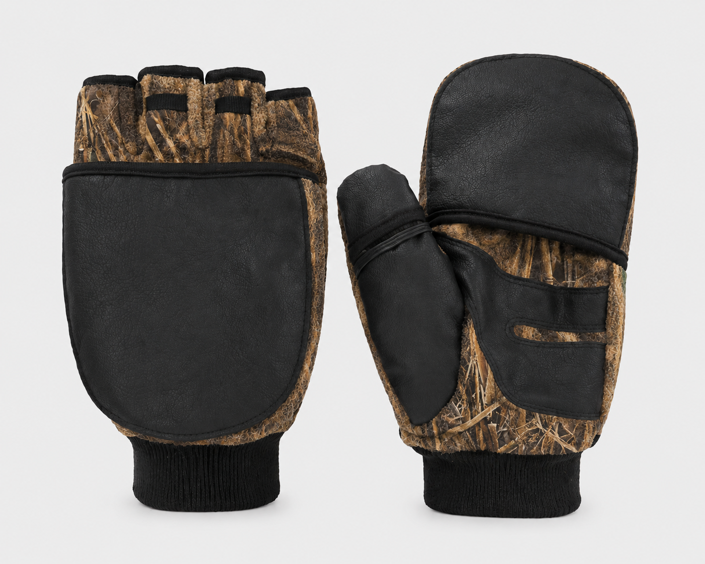 Fingerless Camo Gloves with Mitt Cover