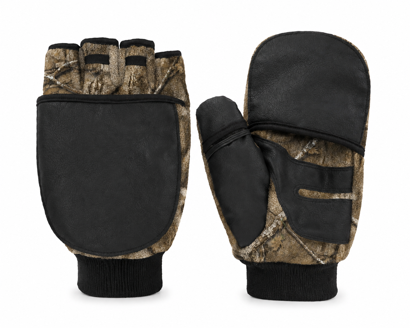 Fingerless Camo Gloves with Mitt Cover