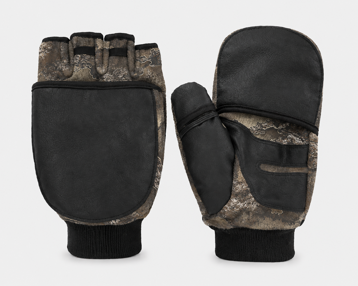 Fingerless Camo Gloves with Mitt Cover