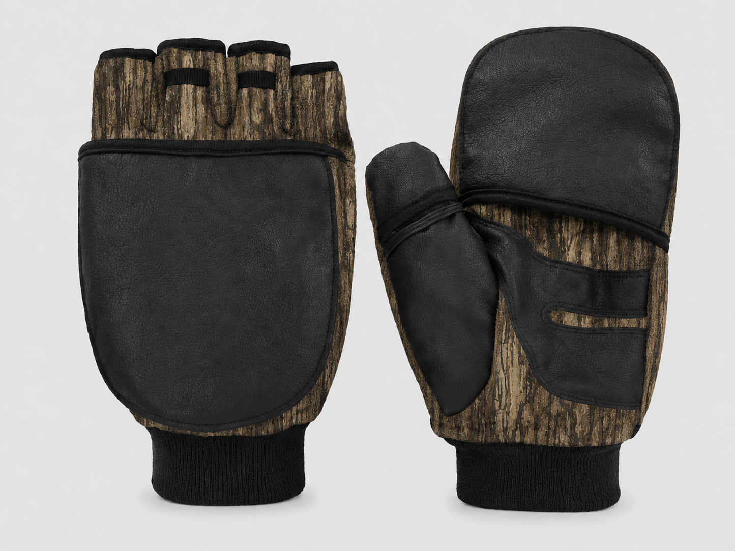 Fingerless Camo Gloves with Mitt Cover