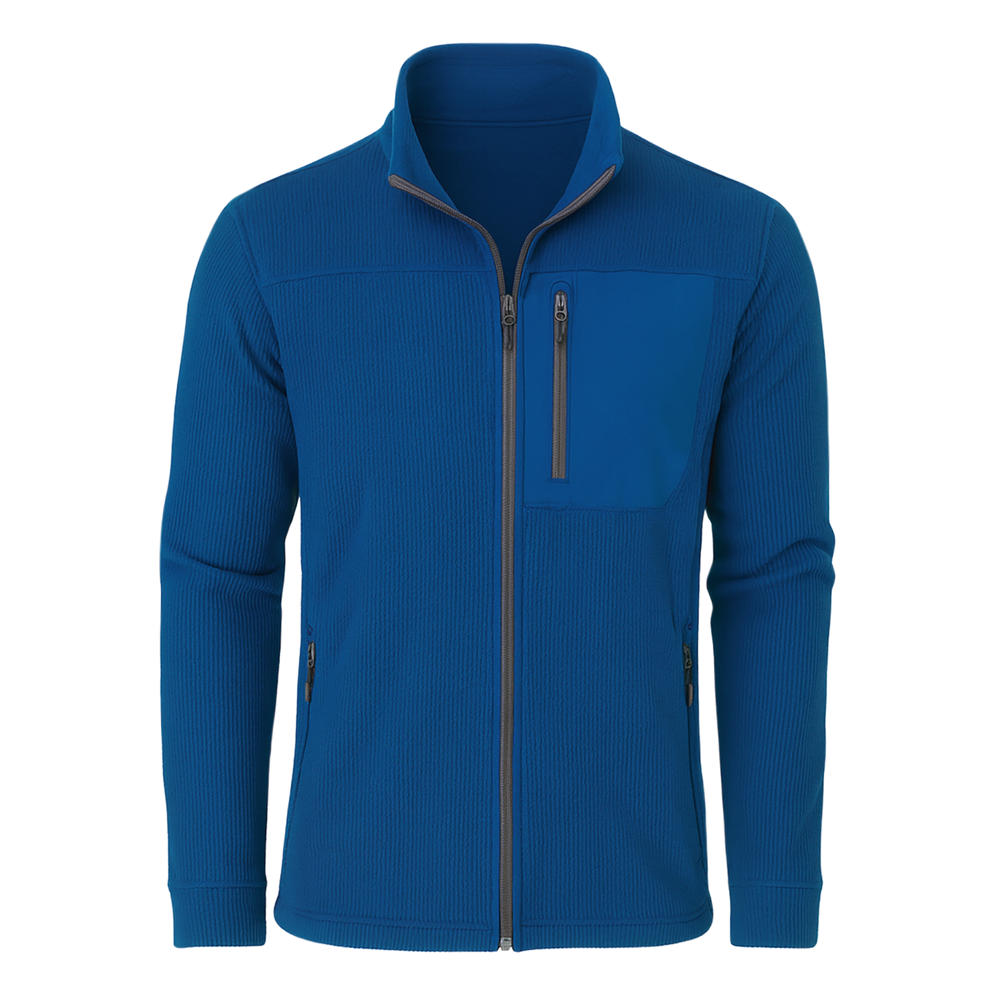 Men's Grid Texture Full Zip Front Outdoor Jacket