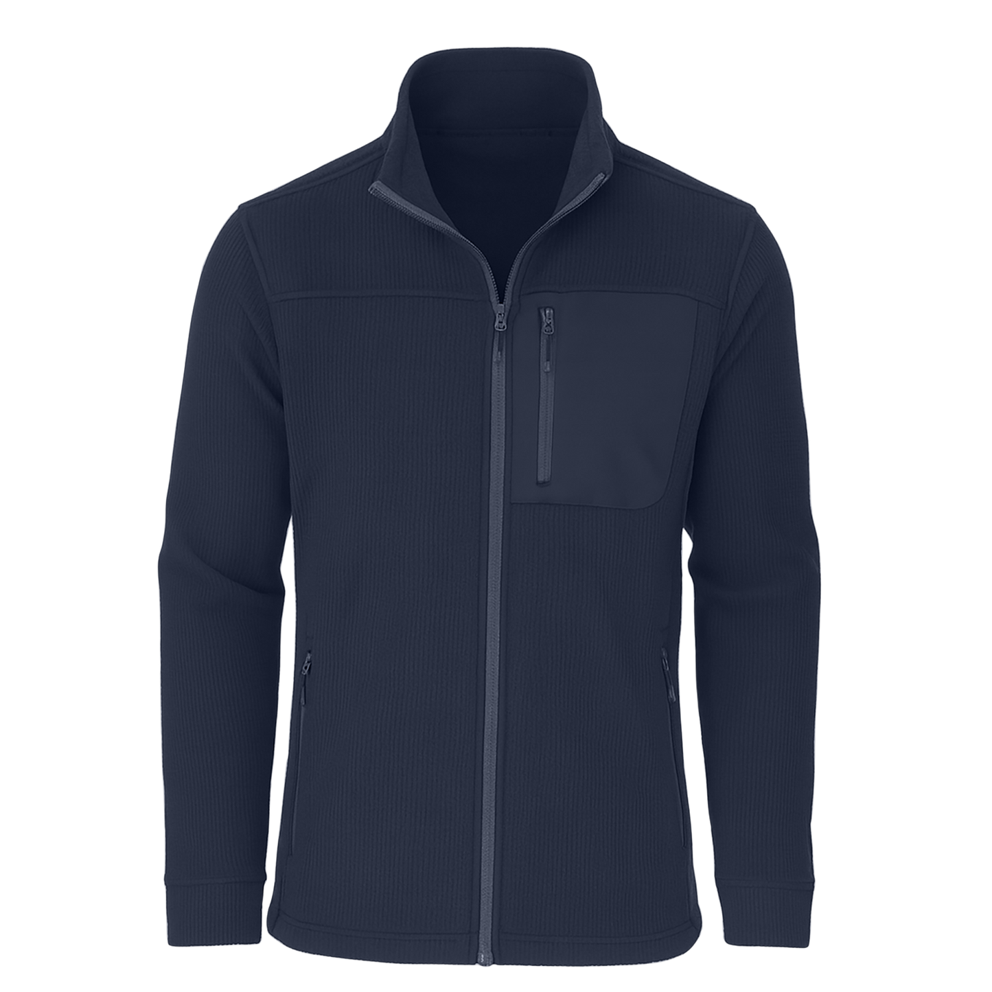 Men's Grid Texture Full Zip Front Outdoor Jacket