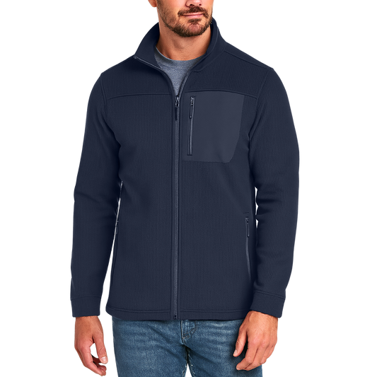 Men's Grid Texture Full Zip Front Outdoor Jacket