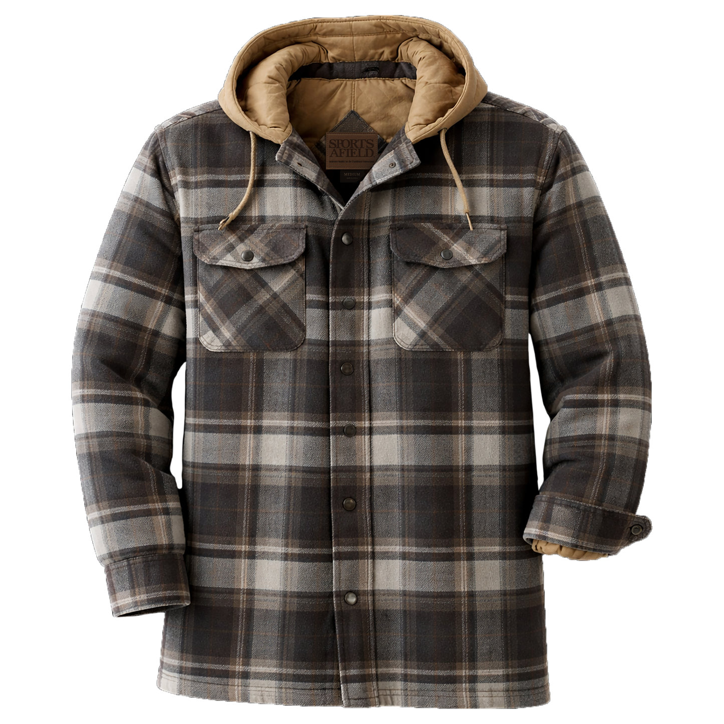 Men’s Concealed Carry Flannel Hoodie with Quilted Lining