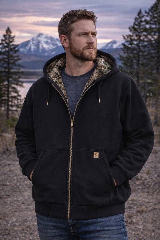 Mens Heavy Fleece Conceal Carry Full Zip Hoodie