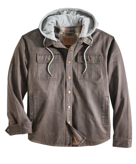 Washed Shirt Jacket with Flannel Lining