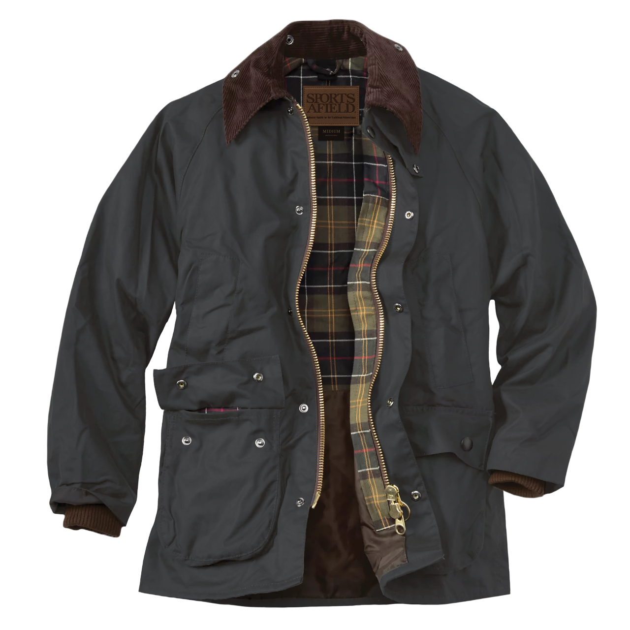 Waxed Cotton Jacket with Corduroy Collar