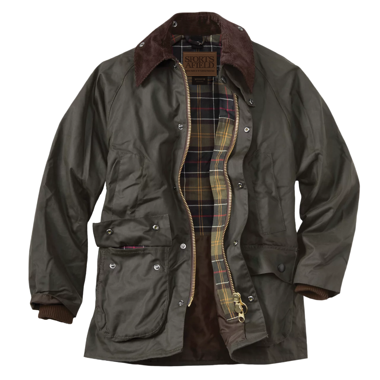 Waxed Cotton Jacket with Corduroy Collar
