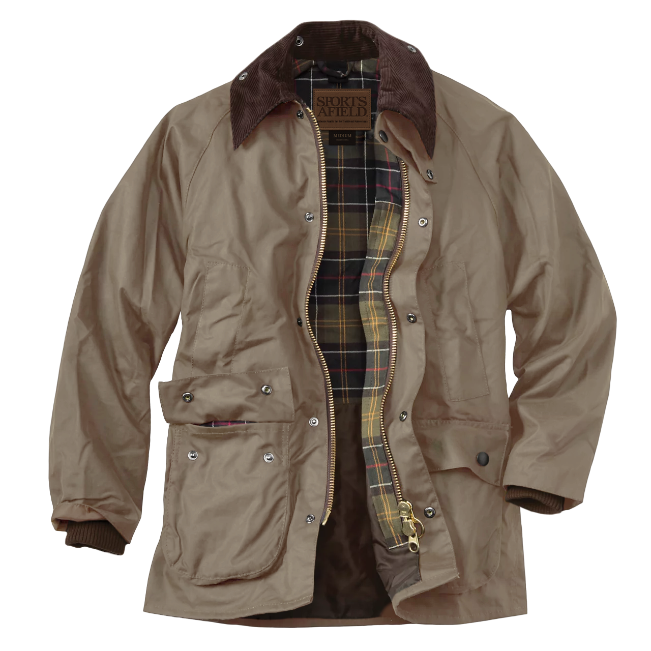 Waxed Cotton Jacket with Corduroy Collar